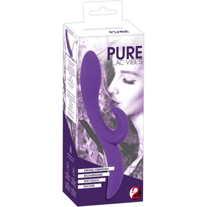 Фиолетовый вибратор с клиторальным отростком Pure Lilac Vibes - 21,8 см - You2Toys. Фотография 4.