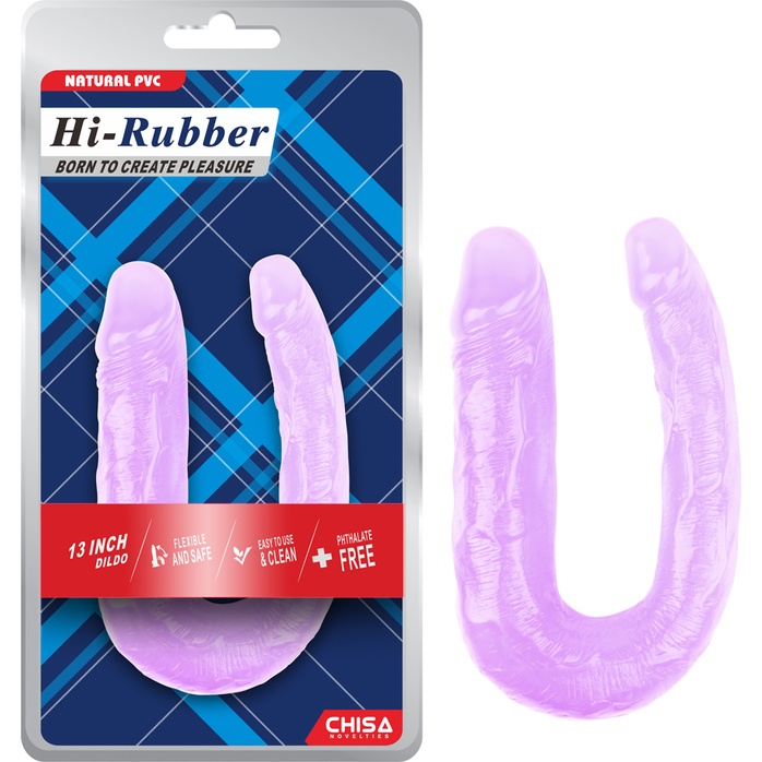 Фиолетовый двусторонний фаллоимитатор Hi-Rubber - 34 см - Hi-Rubber. Фотография 2.