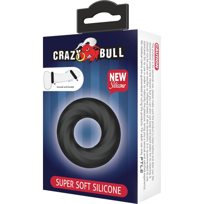 Чёрное эластичное эрекционное кольцо Super Soft - Crazy Bull. Фотография 5.