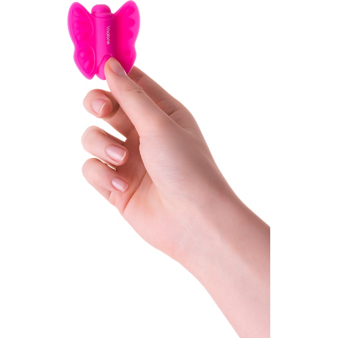 Розовый клиторальный стимулятор-бабочка Madam. Фотография 2.