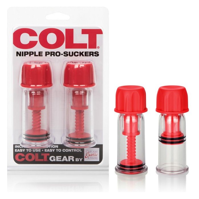 Красные винтовые помпы для сосков COLT Nipple Pro-Suckers - Colt