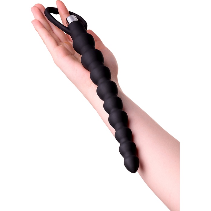 Черная анальная цепочка с вибрацией A-toys - 32,7 см. Фотография 2.