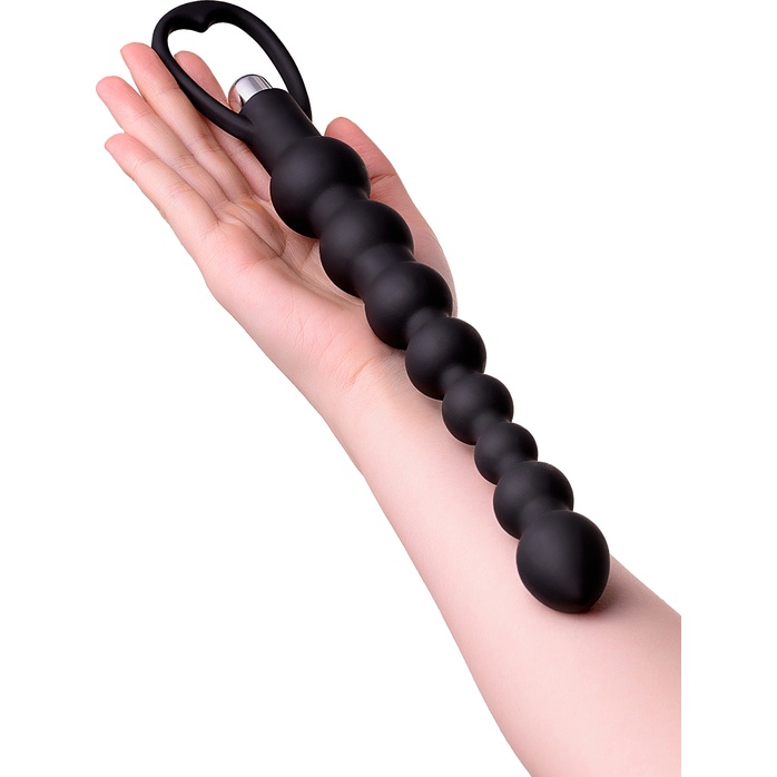 Черная анальная цепочка A-toys с вибрацией - 34 см. Фотография 2.