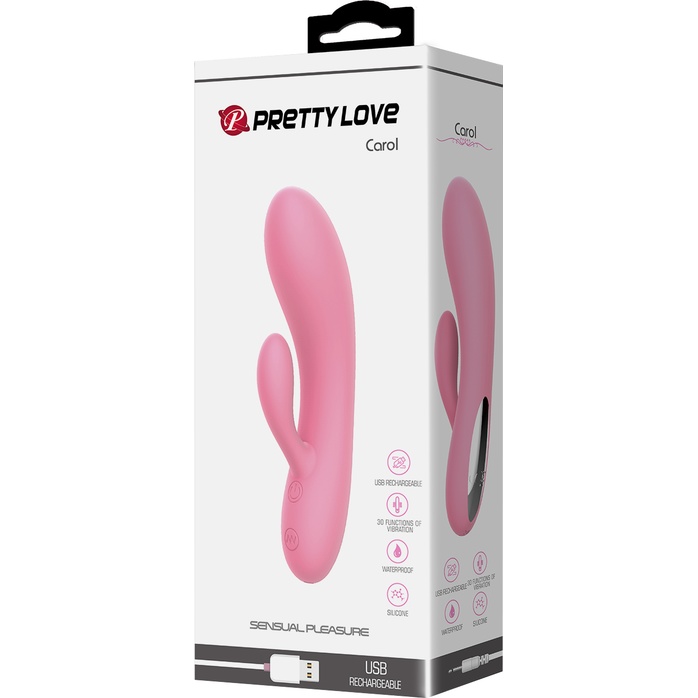 Нежно-розовый вибратор с клиторальным отростком Carol - 16,5 см - Pretty Love. Фотография 10.