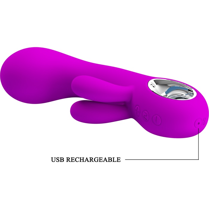 Фиолетовый вибратор Valentine с клиторальным отростком - 15,4 см - Pretty Love. Фотография 7.