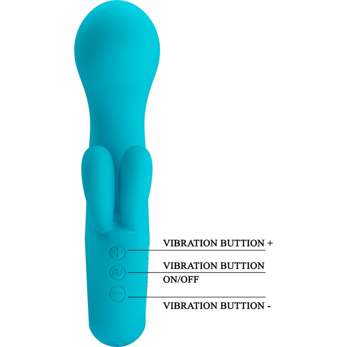 Бирюзовый вибратор Chris с клиторальным отростком - 15,4 см - Pretty Love. Фотография 6.