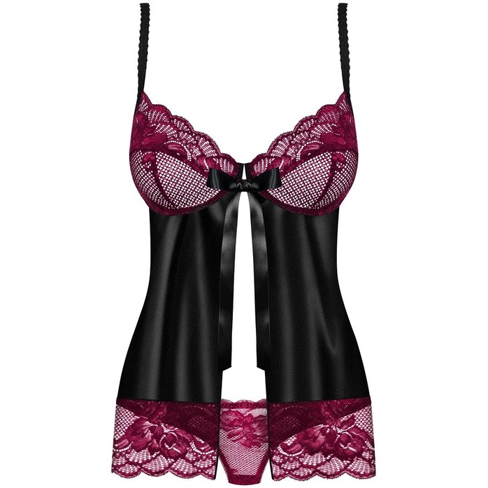 Чувственный бэби-долл с малиновым кружевом и бантом - Sexy. Фотография 3.