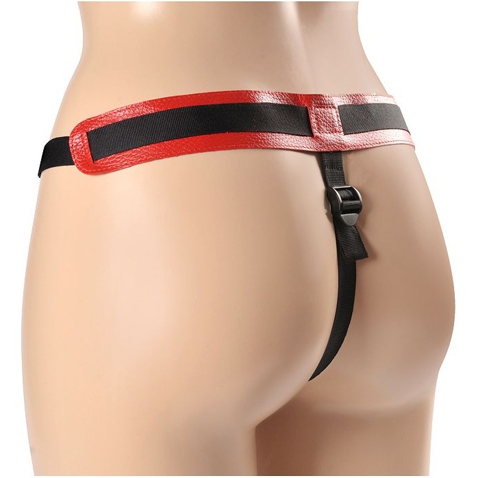 Красно-чёрные трусики с плугом HARNESS Trapper - размер XS-M - BDSM accessories. Фотография 2.
