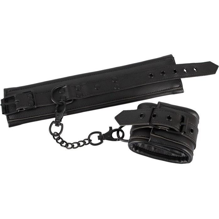 Чёрные наручники с мягкими манжетами из искусственной кожи - Bad Kitty