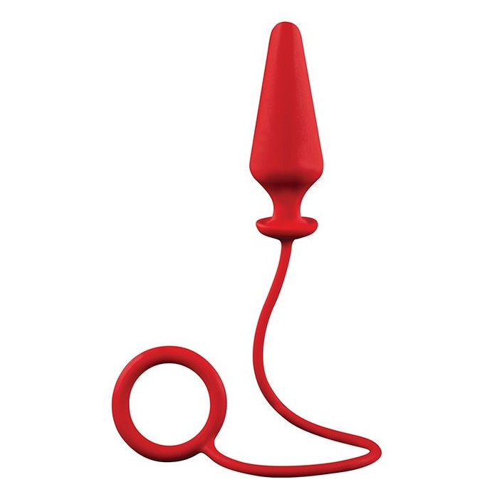 Красное эрекционное кольцо с анальной пробкой MENZSTUFF 4INCH SINGLE RING ANAL PLUG - MenzStuff