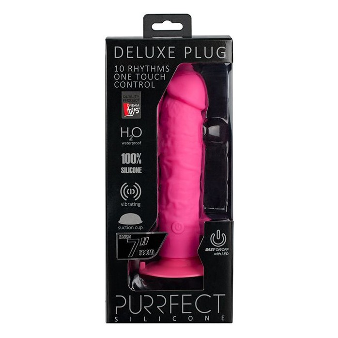 Розовый вибратор-реалистик на присоске PURRFECT SILICONE ONE TOUCH - 20 см - Purrfect Silicone. Фотография 2.