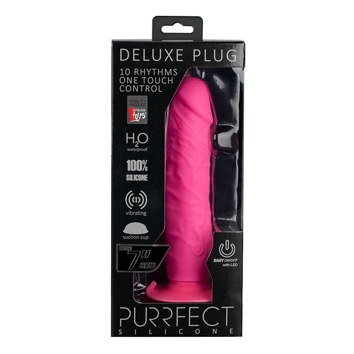 Розовый вибратор-реалистик на присоске PURRFECT SILICONE ONE TOUCH - 20,5 см - Purrfect Silicone. Фотография 2.