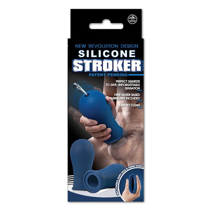 Синий мастурбатор с мягкими рёбрышками SILICONE STROKER. Фотография 2.