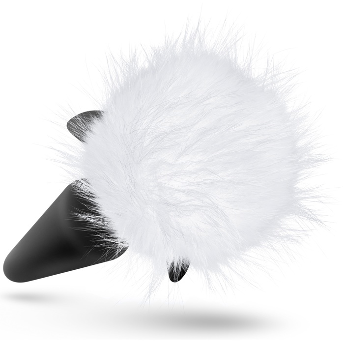 Силиконовая анальная пробка с белым заячьим хвостом Fur Pom Pom - 12,7 см - Pom Plugs. Фотография 2.