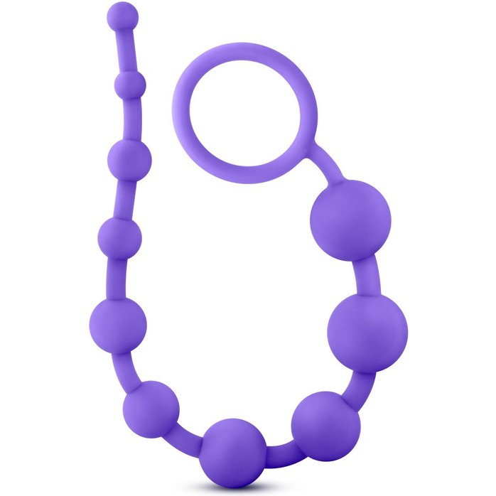 Фиолетовая анальная цепочка Luxe Silicone 10 Beads - 31,8 см - Luxe