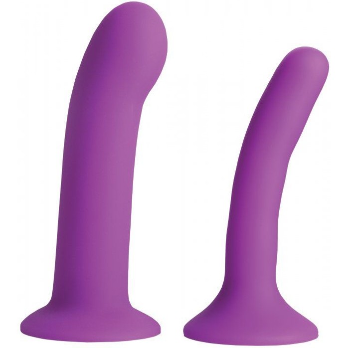 Набор из 2 фиолетовых насадок для пояса харнесс Incurve Silicone G-spot Duo Dildo Set - Strap U