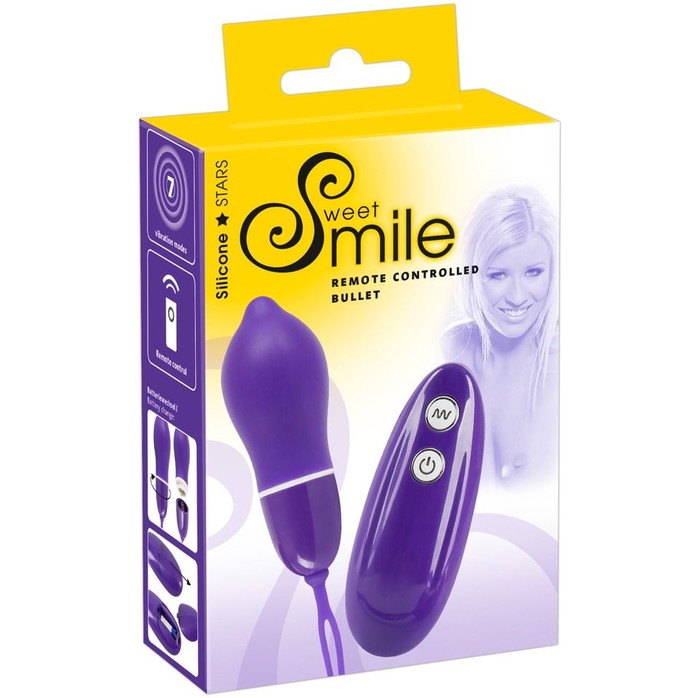 Фиолетовое удлинённое виброяйцо с дистанционным управлением - Smile. Фотография 3.