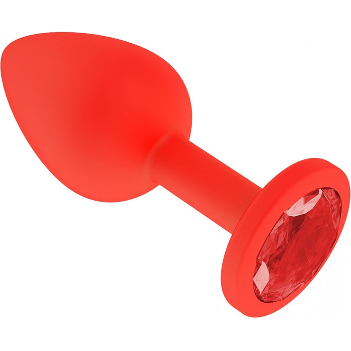Красная анальная втулка с красным кристаллом - 7,3 см. - Анальные втулки с кристаллом. Фотография 2.
