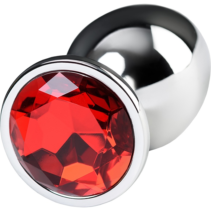 Серебристая анальная втулка Metal с рубиновым кристаллом - 9,5 см - Metal. Фотография 2.