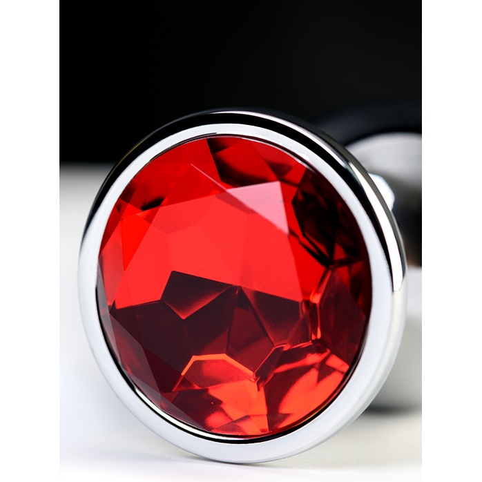 Серебристая анальная втулка Metal с рубиновым кристаллом - 9,5 см - Metal. Фотография 5.