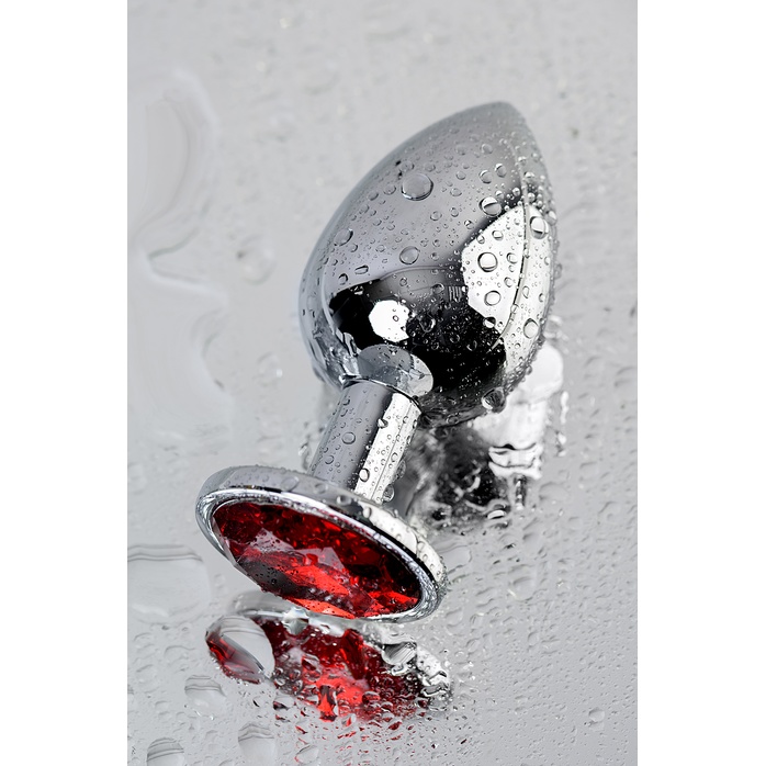 Серебристая анальная втулка Metal с рубиновым кристаллом - 9,5 см - Metal. Фотография 6.