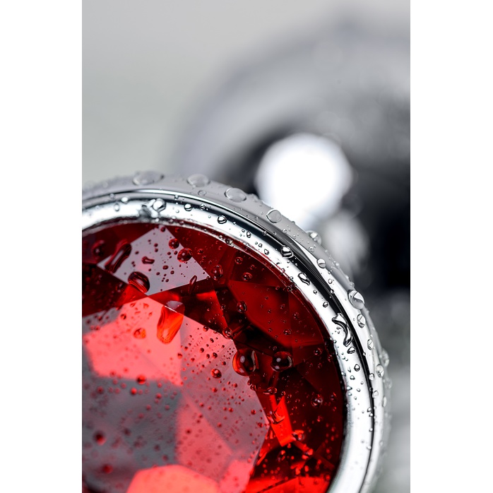Серебристая анальная втулка Metal с рубиновым кристаллом - 9,5 см - Metal. Фотография 7.