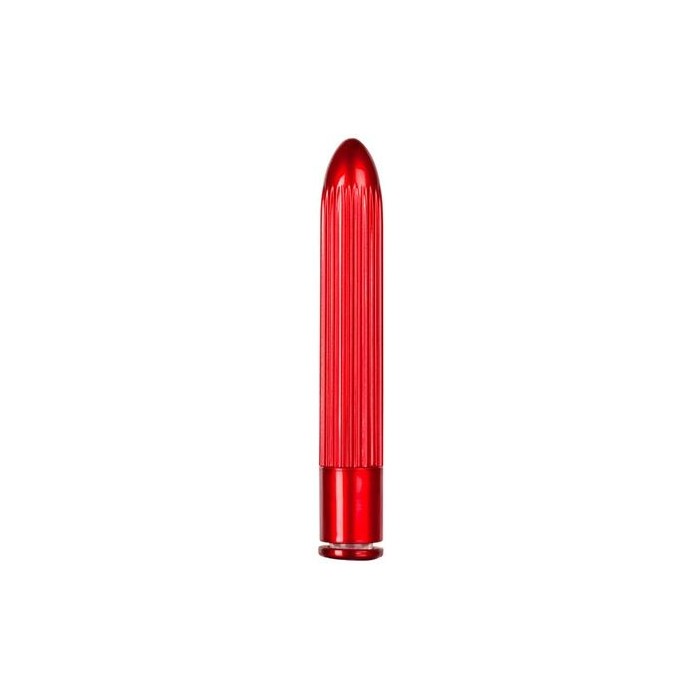 Красный классический вибратор с ребрышками METALLIX BELICOSO RIBBED VIBRATOR - 11,5 см - Metallix