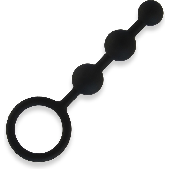 Чёрная анальная цепочка из 3 шариков - 14 см