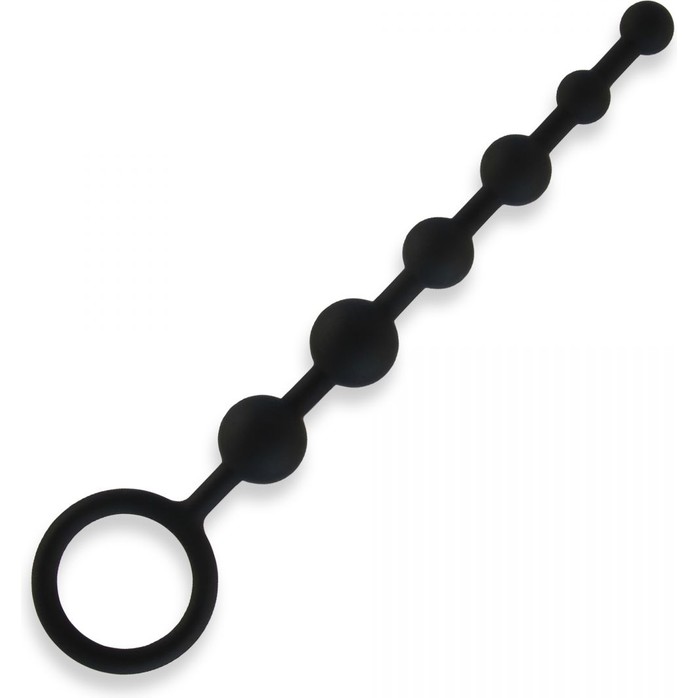 Чёрная анальная цепочка из 6 шариков - 21 см