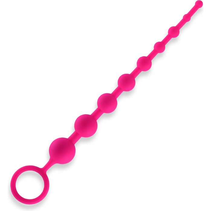 Розовая анальная цепочка из 9 шариков - 30 см