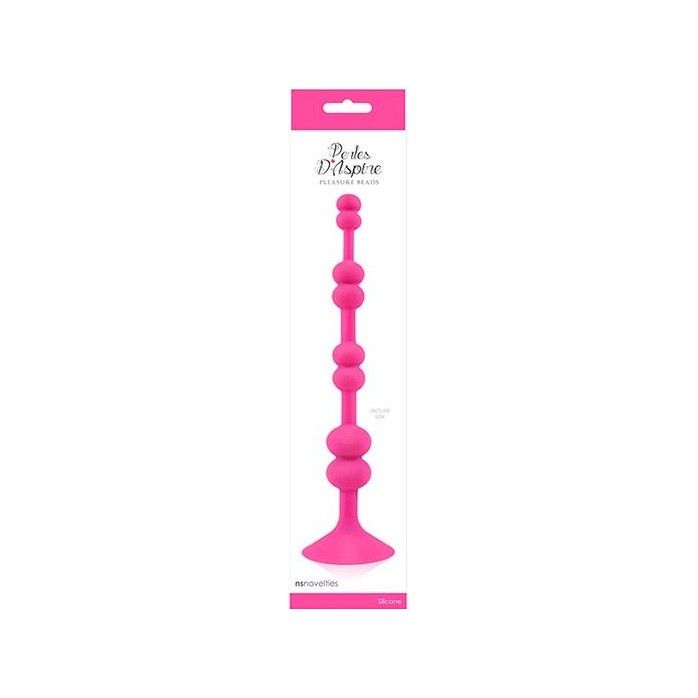 Розовая анальная цепочка с присоской PERLES DASPIRE - 22 см. Фотография 2.