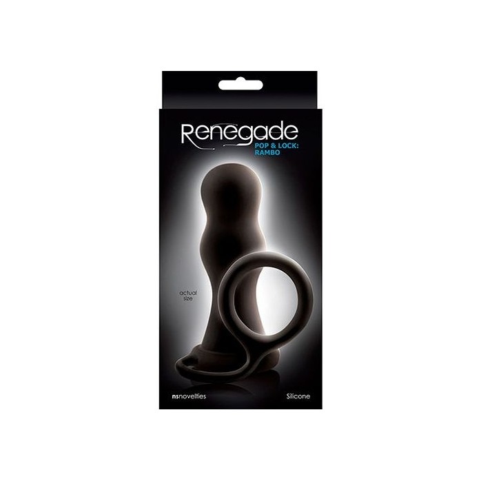 Черная анальная пробка с эрекционным кольцом Renegade Pop Lock Rambo - Renegade. Фотография 3.