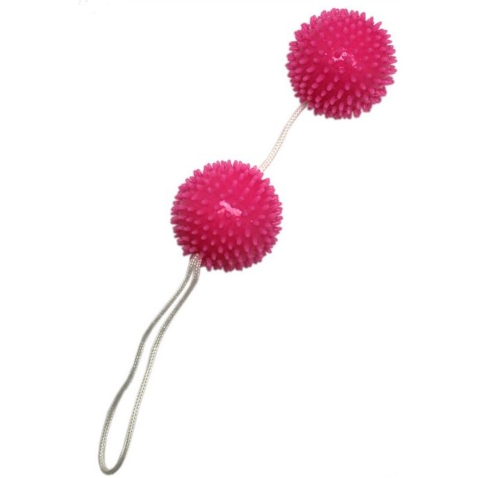 Розовые вагинальные шарики с шипами на шнурке. Фотография 4.