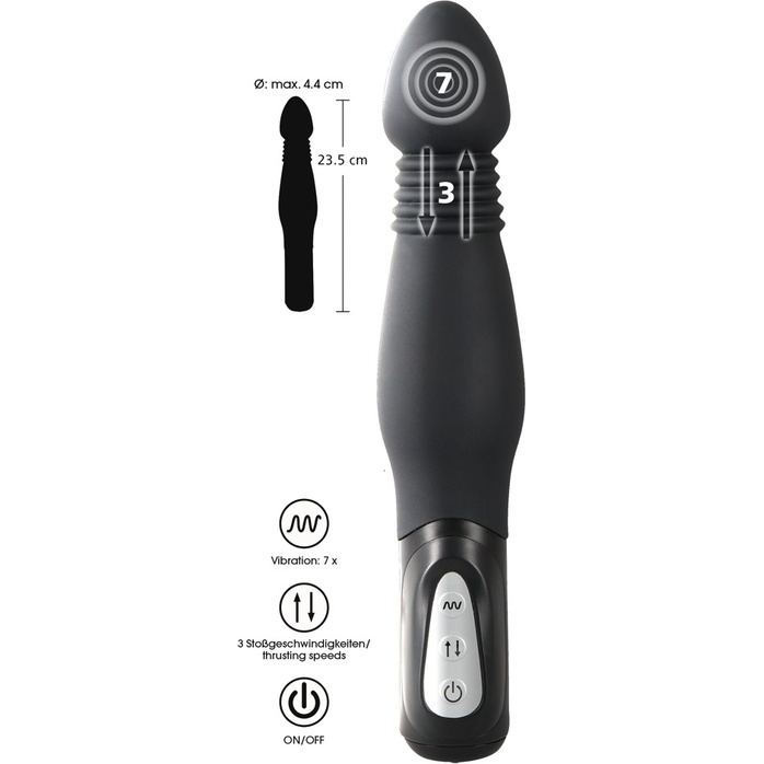 Чёрный анальный вибратор Thrusting Anal Vibe - 23,5 см - You2Toys. Фотография 6.