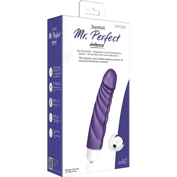 Фиолетовый вибратор с ребрышками Mr.Perfect Intense - 15,2 см. Фотография 2.