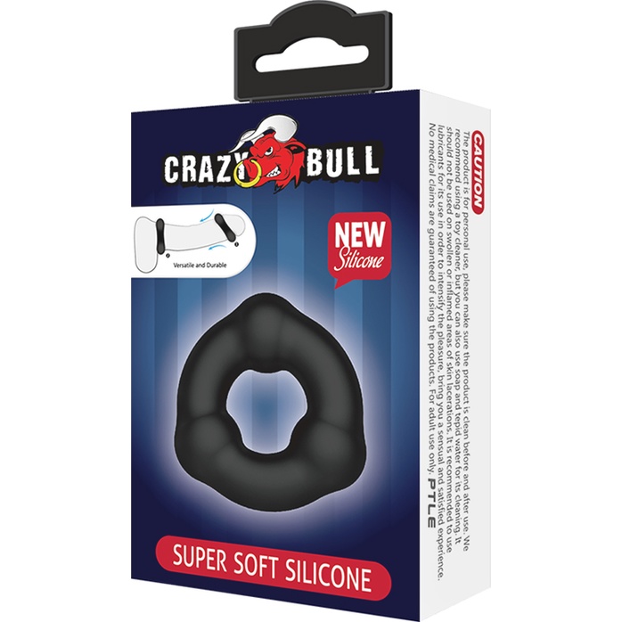 Черное эрекционное кольцо с 3 шариками - Crazy Bull. Фотография 5.