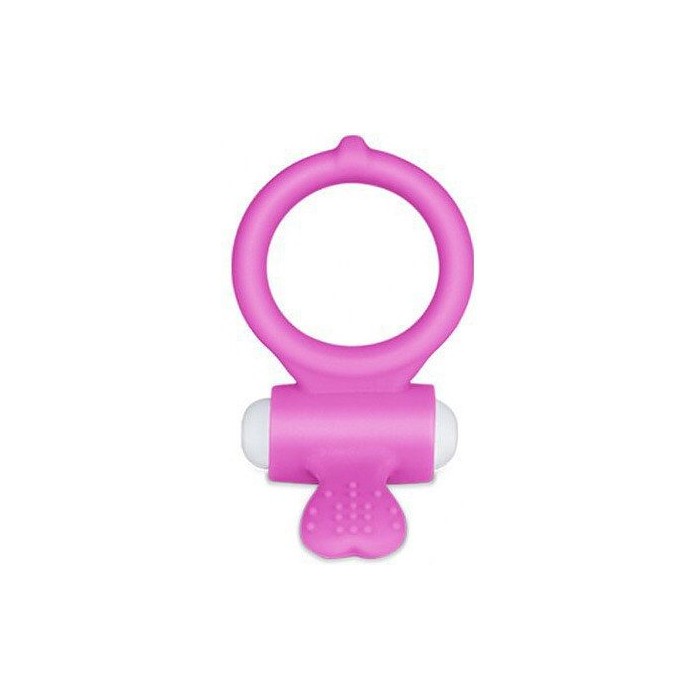 Розовое виброкольцо для пениса Power Heart Clit Cockring