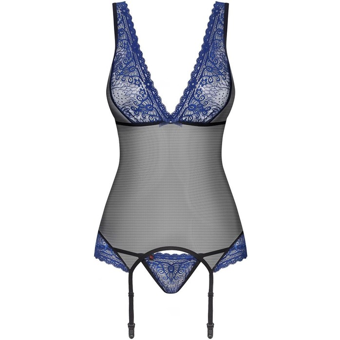 Соблазнительный полупрозрачный корсаж с синим кружевом - Sexy. Фотография 3.