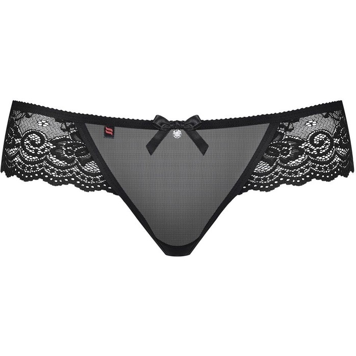 Соблазнительные кружевные трусики-стринги с бантиком и подвеской - Sexy. Фотография 3.