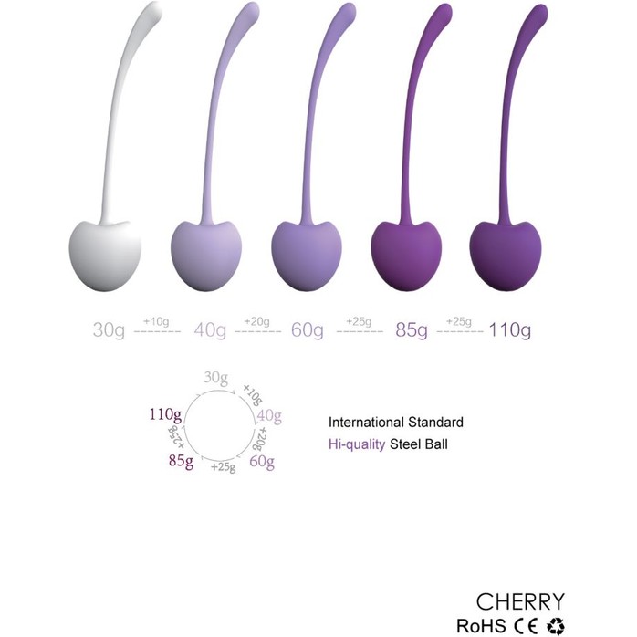 Набор из 5 вагинальных силиконовых шариков S-HANDE CHERRY. Фотография 11.