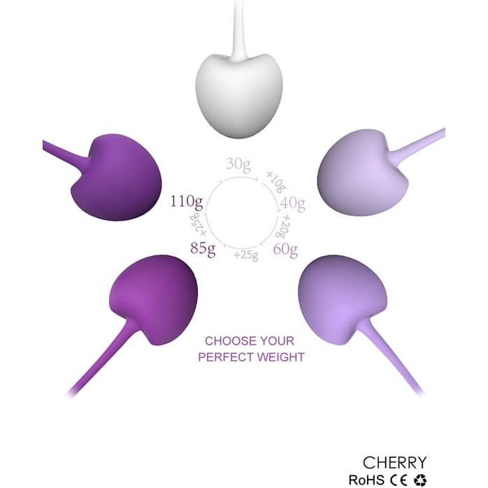 Набор из 5 вагинальных силиконовых шариков S-HANDE CHERRY. Фотография 12.