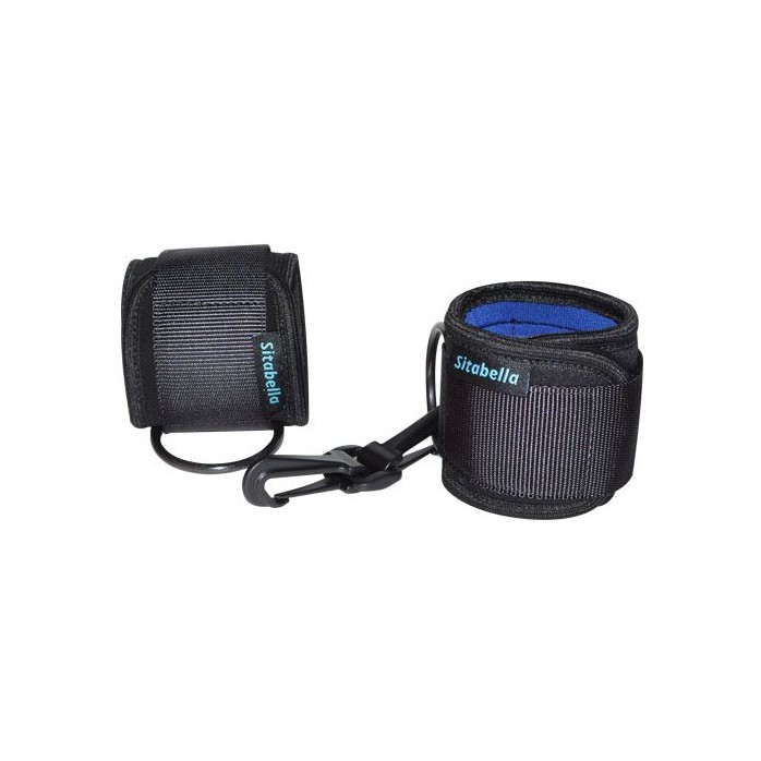 Чёрно-синие неопреновые наручники на липучках - Sport Line