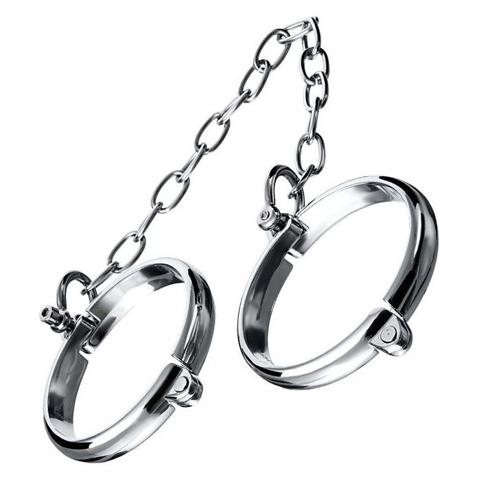 Серебристые металлические наручники с цепочкой Metal - размер S - Metal
