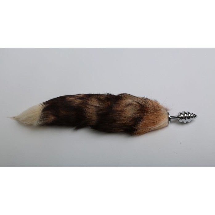 Серебристая анальная пробка с хвостом Королевская лиса. Фотография 5.