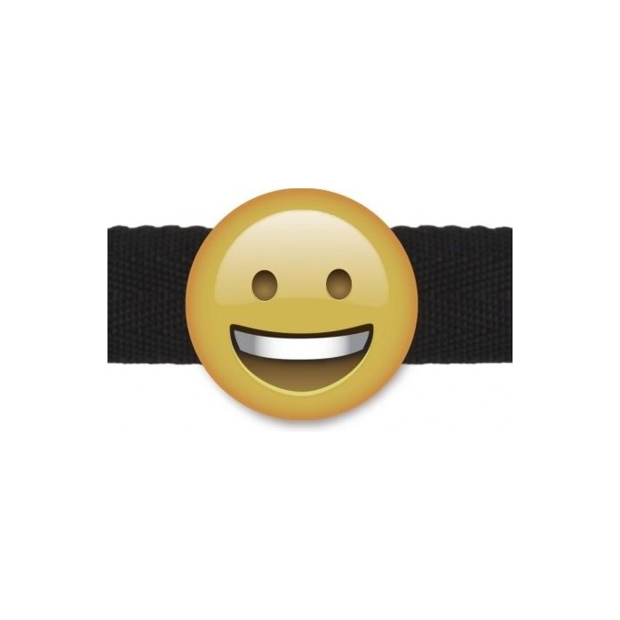 Кляп-смайлик Smiley Emoji с черными лентами - S-line