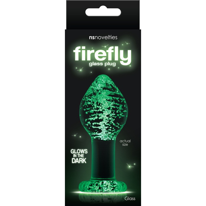 Прозрачная, светящаяся в темноте анальная пробка Glass Plug Large - 9,7 см - Firefly