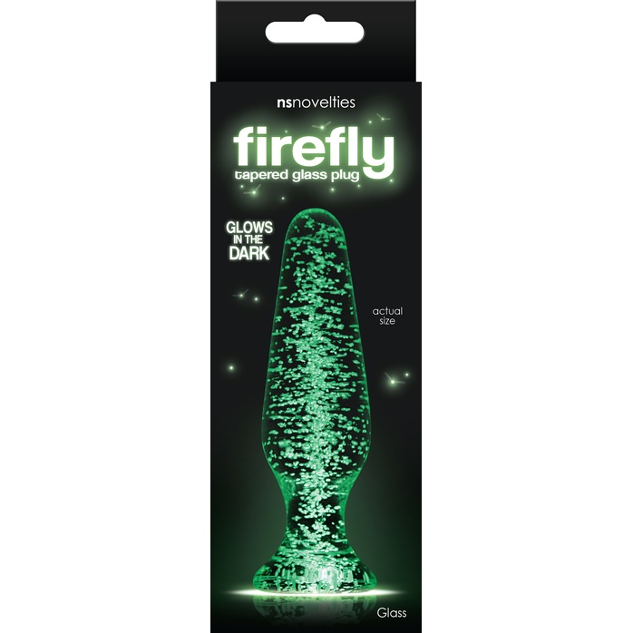 Прозрачная, светящаяся в темноте анальная пробка Glass Tapered Plug - 11,5 см - Firefly