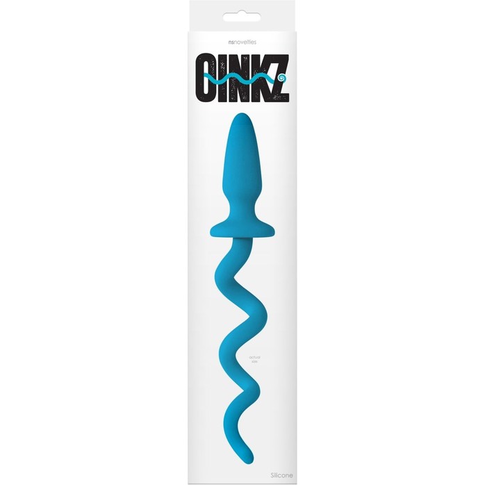 Голубая анальная пробка с хвостом-спиралью Oinkz - Oinkz!. Фотография 2.