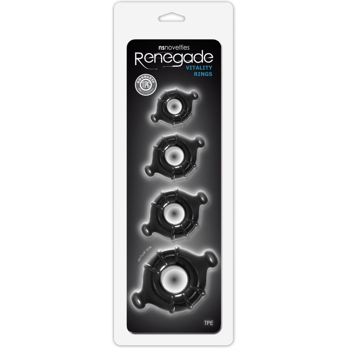Набор черных эрекционных колец Vitality Rings разного диаметра - Renegade. Фотография 2.