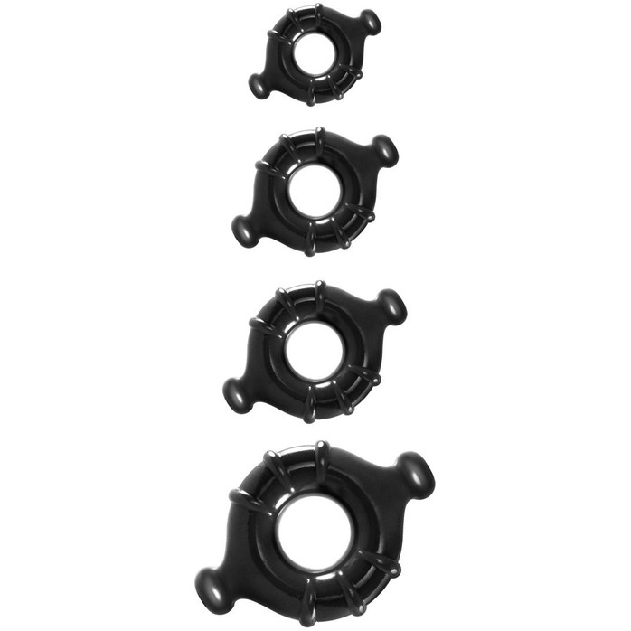 Набор черных эрекционных колец Vitality Rings разного диаметра - Renegade